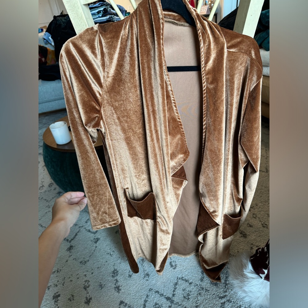 Brown Velvet tiered Sweater cardigan, Medium